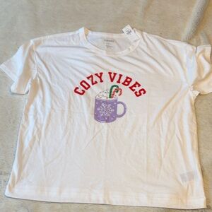 Old Navy White Cozy Vibes pj tee